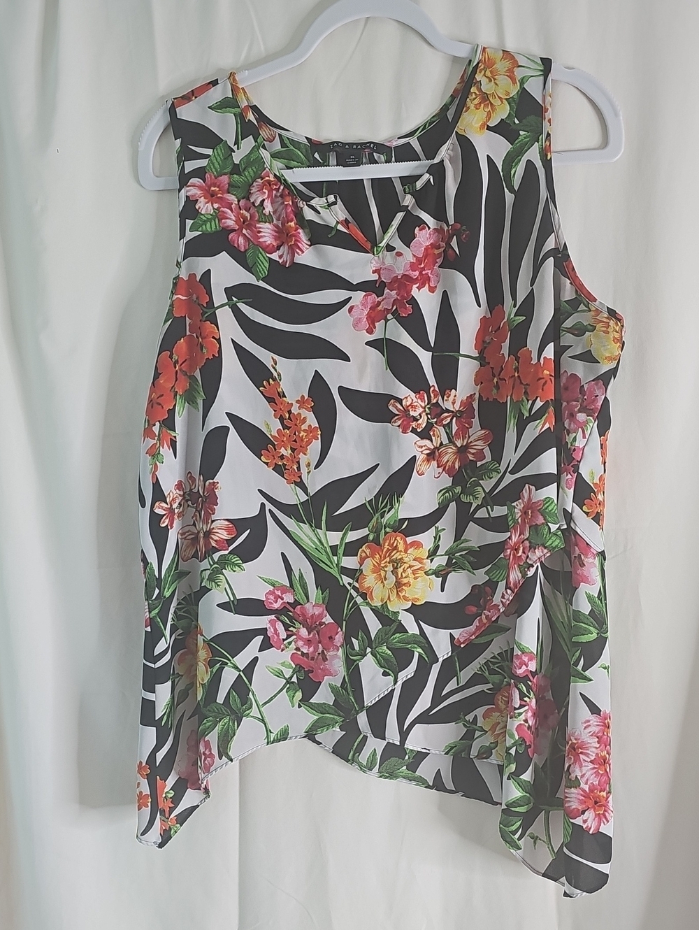 Zac & Rachel White Tropical Floral Sleeveless Camisole